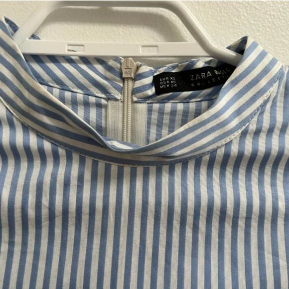 Zara Basic Stripe Shift Dress with Frilled Sleeves M - Picture 5 of 9